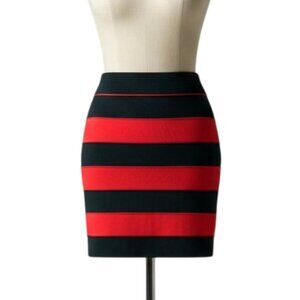 TRISTAN - Bold Stripes Pencil Skirt – Red & Black - size medium